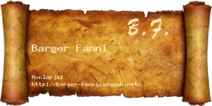 Barger Fanni névjegykártya